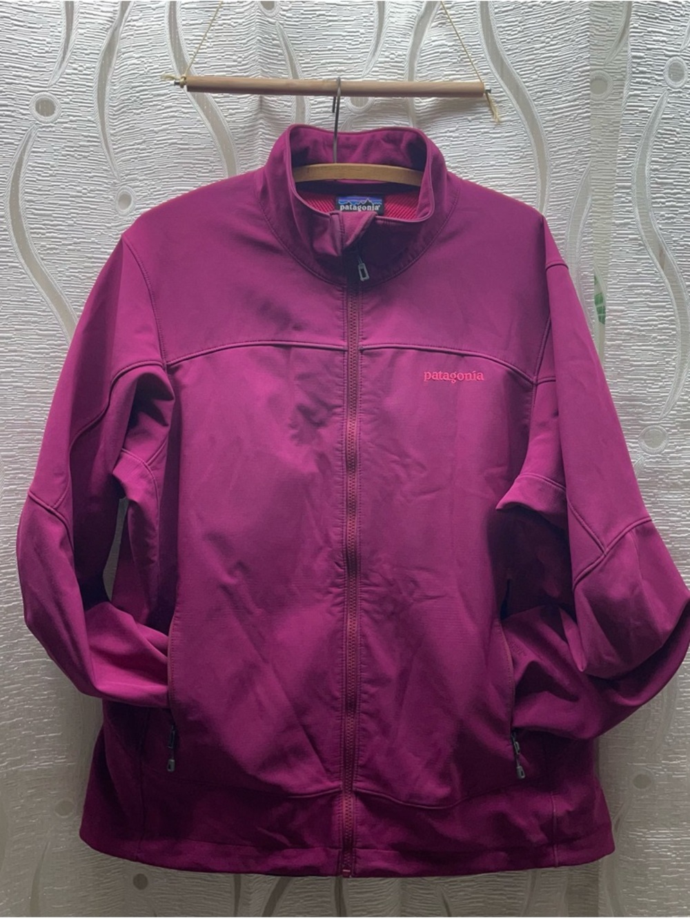 Patagonia‎ Softshell Jacket Womens XL Magenta Good Polartec Grid Fleece Full Zip